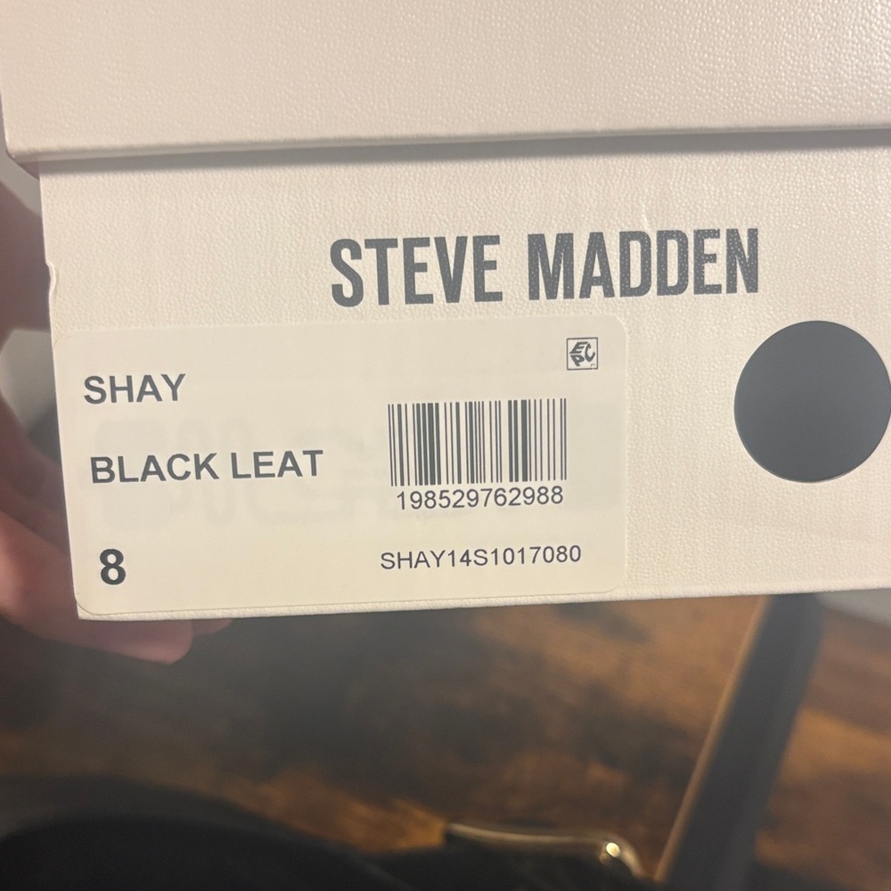 Steve Madden Black Pointed Slingback Flats with Gold Buckle Detail - Picture 6 of 6